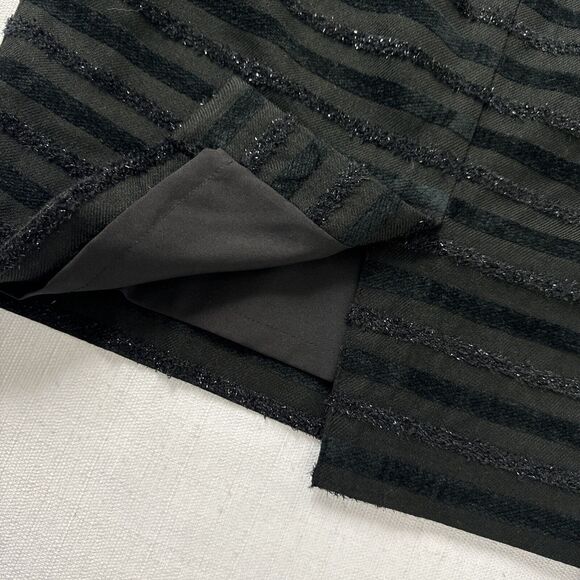 Ann Taylor Pencil Skirt womens Black Straight Striped Metallic size Petite 6 - Picture 8 of 14